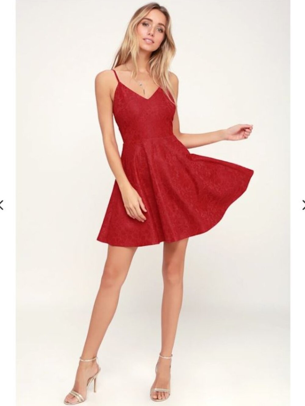 Lulus Way With Words Berry Red Lace Skater Dress | S